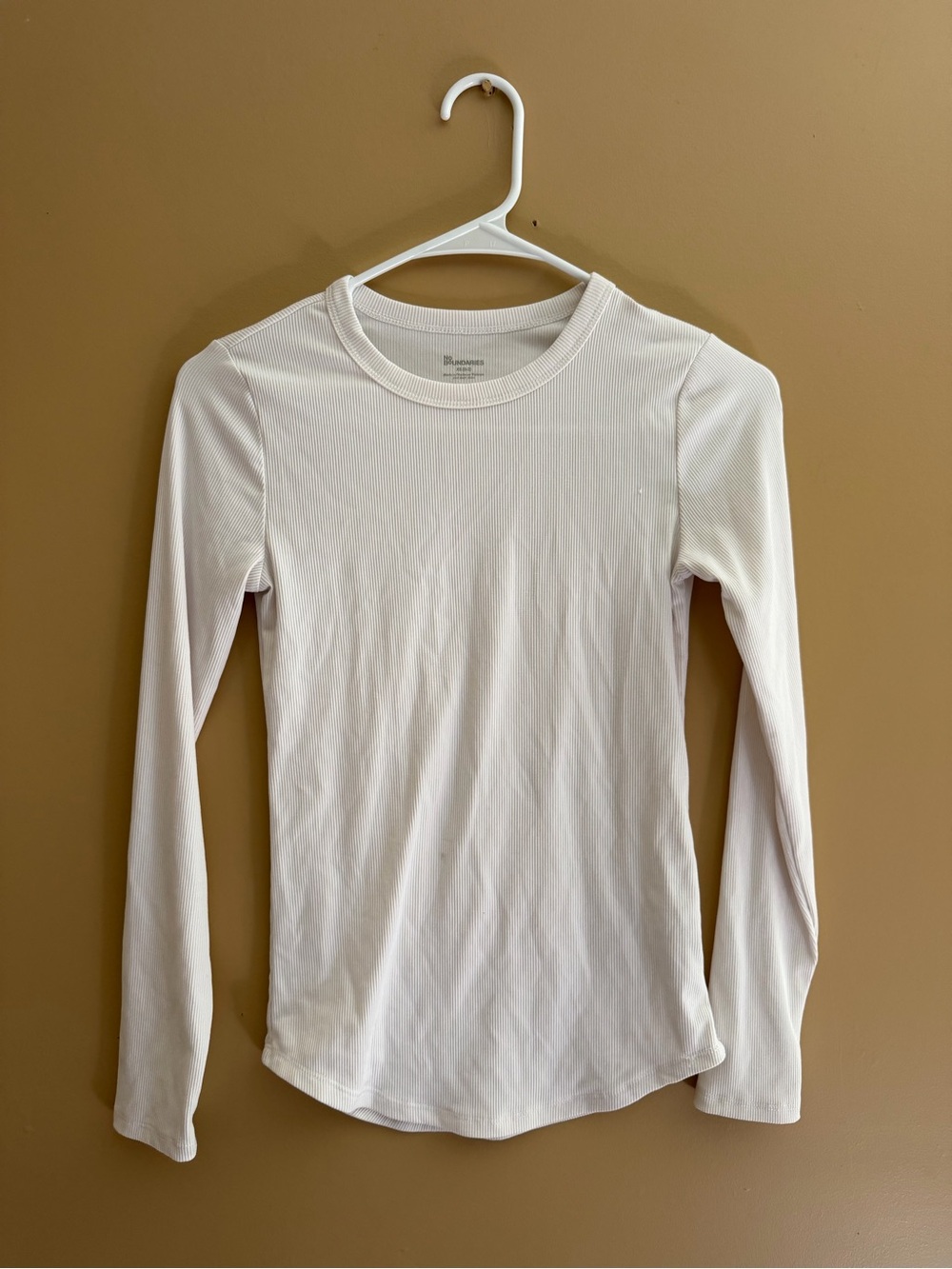 No Boundaries White Long Sleeve Ribbed Tee